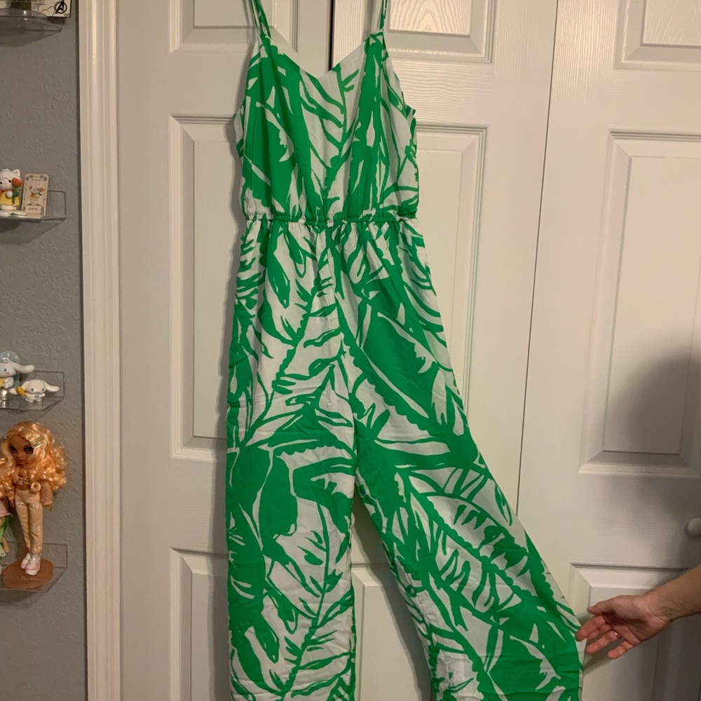 Lilly Pulitzer for Target Green and White Tropical Jumpsuit